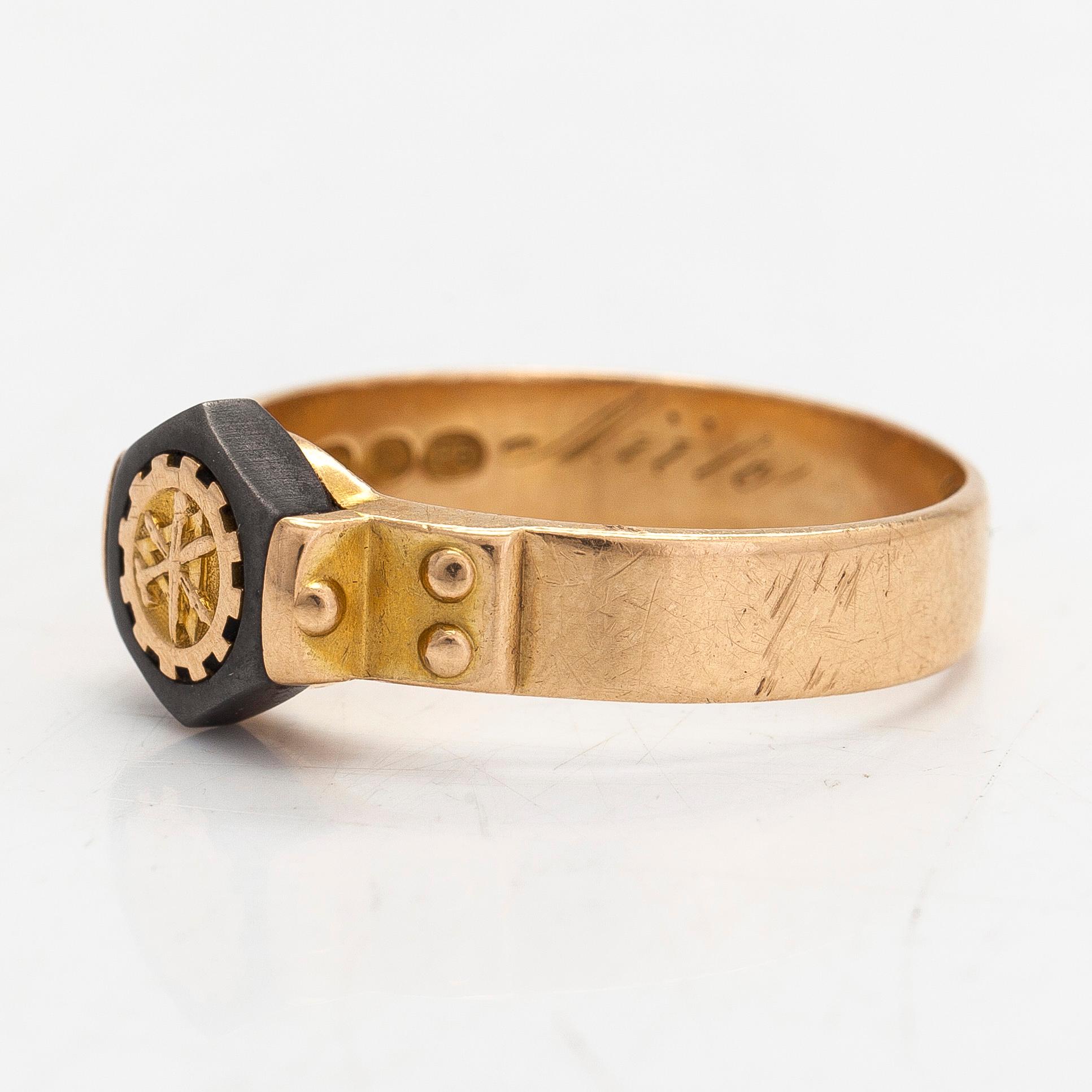 Ring, 18K guld, Suomen Kultaseppä Oy, Turku, 1920.