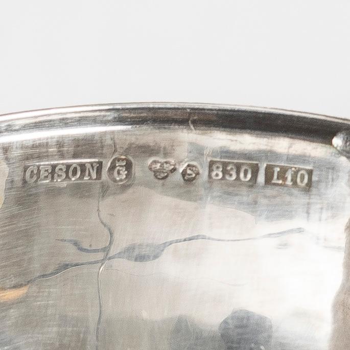 Eleven Swedish silver punch mugs, mostly Ceson, Gothenburg.