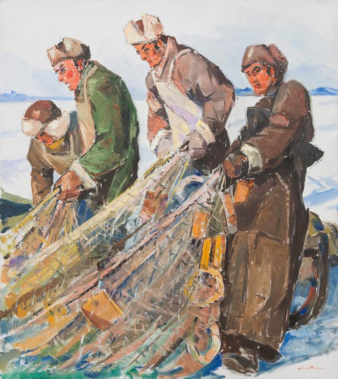 Armas Mikola, Wintry net fishing.