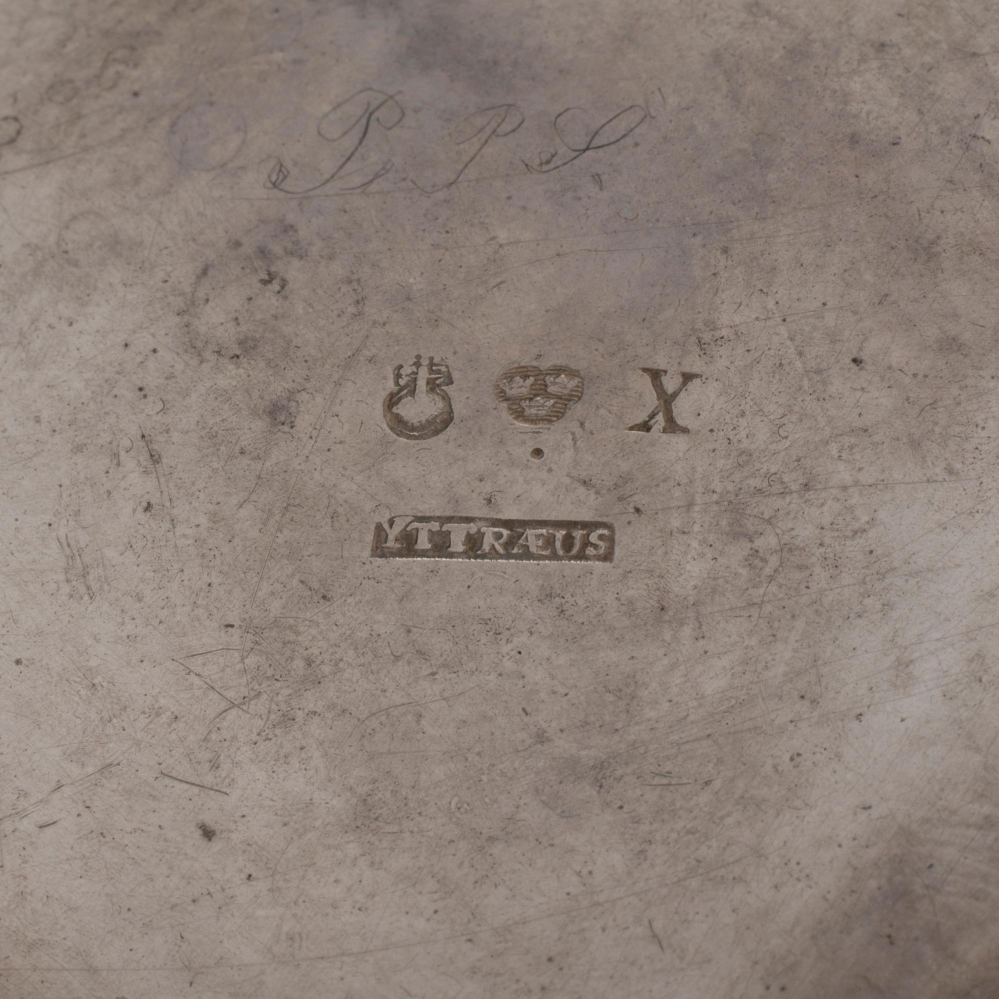 A Swedish 18th century silver coffee-pot, mark of Olof Yttreaus, Uppsala 1780.