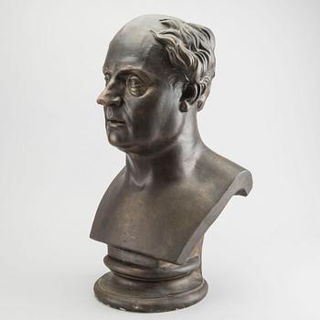 CARL ENEAS SJÖSTRAND, efter, gips, BYST, Runeberg, signerad Sjöstrand FECIT , Borgå 1857. 1800-talets andra hälft.