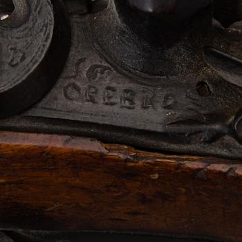 PERCUSSION LOCK PISTOL, 1850s. FLINTLOCK PISTOL, Örebro, Sweden, c. 1800.