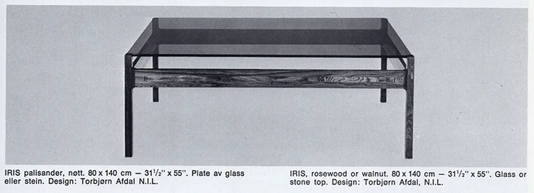 Torbjørn Afdal, an “Iris” coffee table, Haug Snekkeri A/S for Bruksbo, Norway, 1970s.