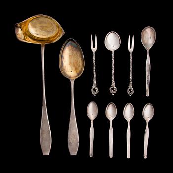 PARTI SILVERBESTICK, 10 delar, bl a Kultakeskus, 1950 samt -70-tal. Tot. vikt ca 321 g.