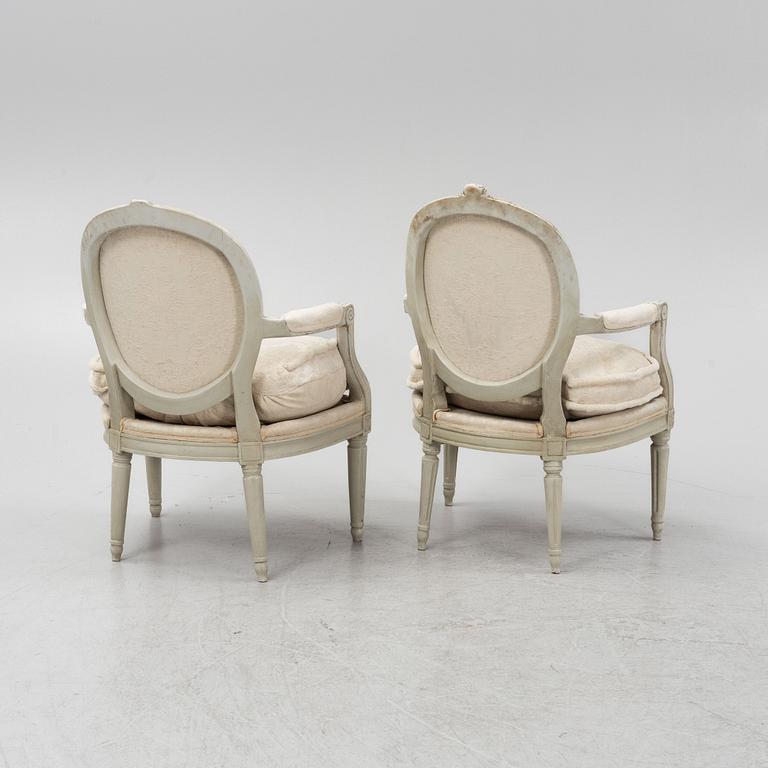 A matched pair of Gustavian armchairs, second part of the 18th Century.