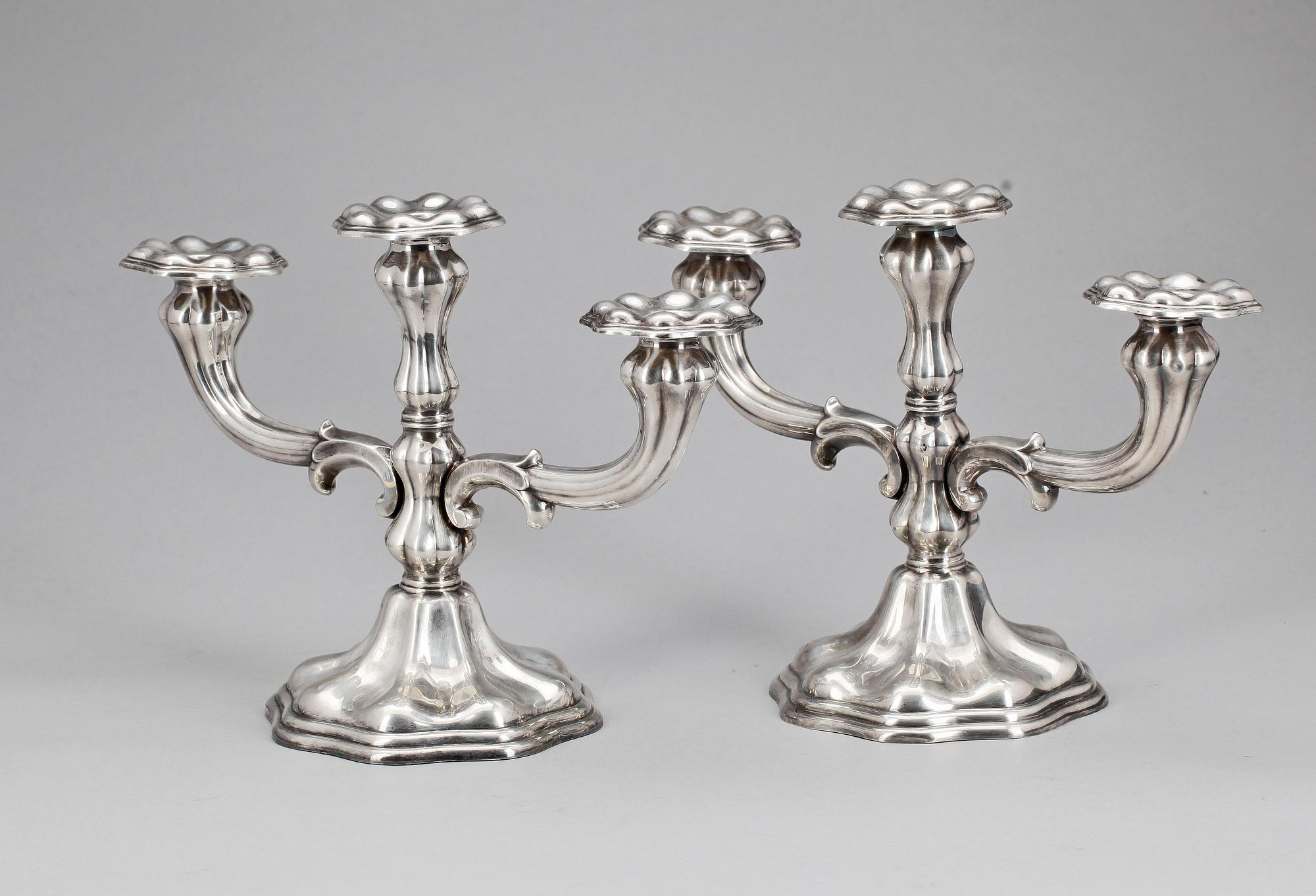 KANDELABRAR, ett par, silver, C.G Hallberg, Stockholm, 1938.