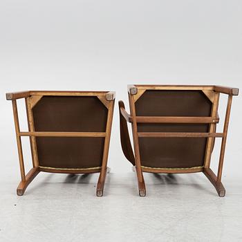 Carl Malmsten, two armchairs and four chairs, model "Ambassadör", Åfors Möbelfabrik, Sweden.