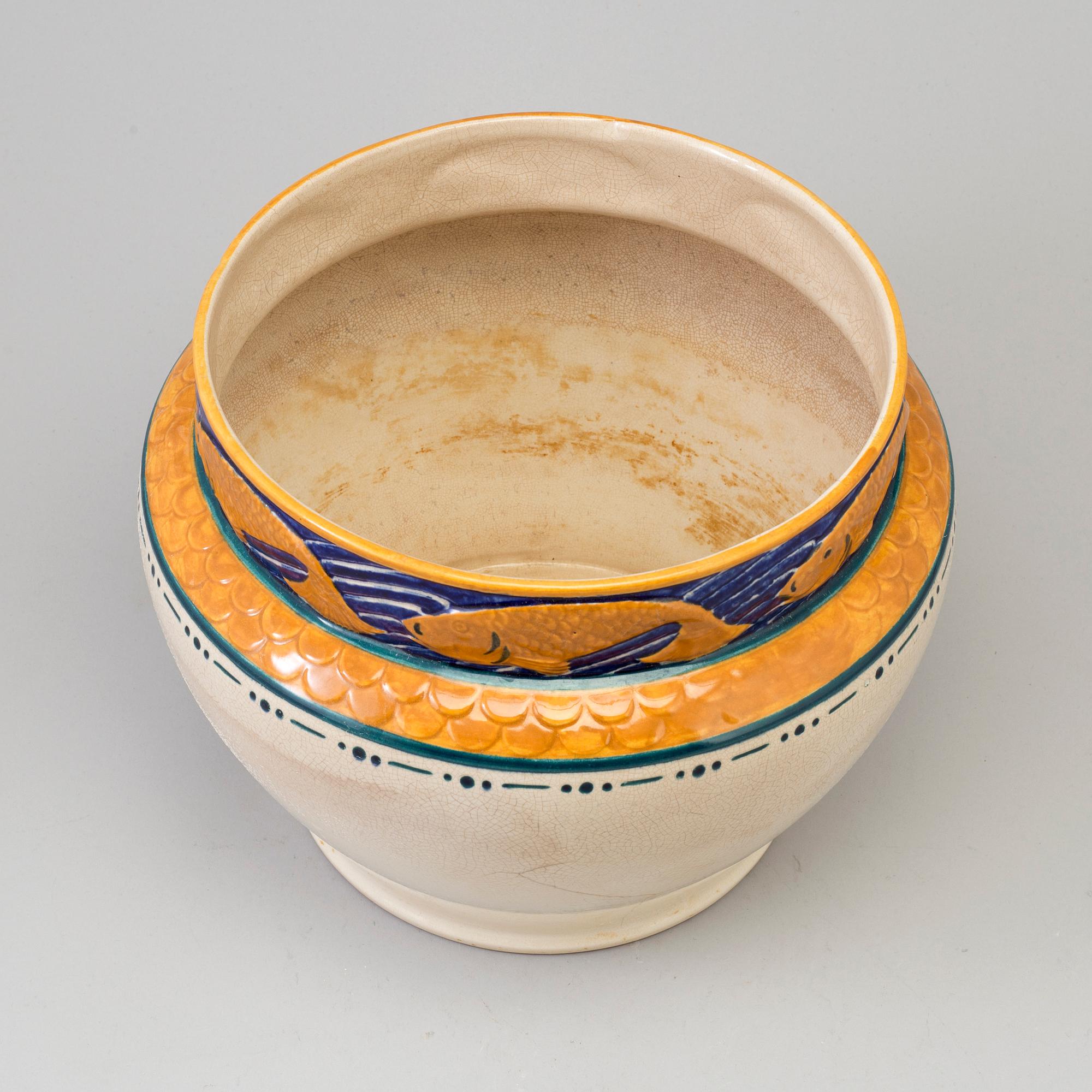 ALF WALLANDER, a creamware plant pot from Rörstrand, early 20th Century.