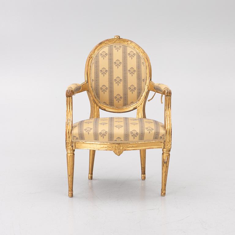 Karmstol, gustaviansk, sent 1700-tal.