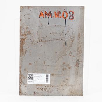 Anne-Marie Nordin, mixed media with colored wax on metal, signed and dated -08 verso.