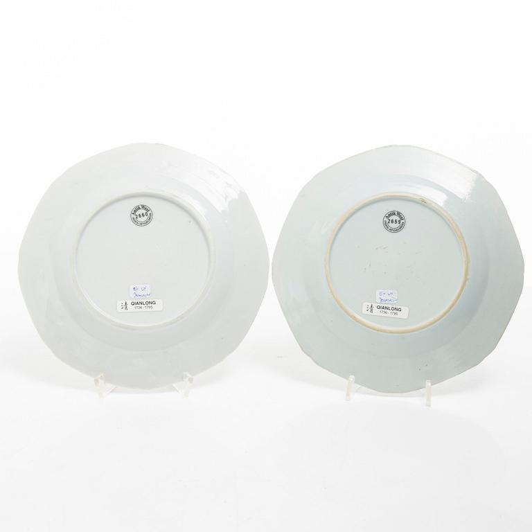 Assietter, 9 st, porslin, Kina, Qianlong (1736-95).