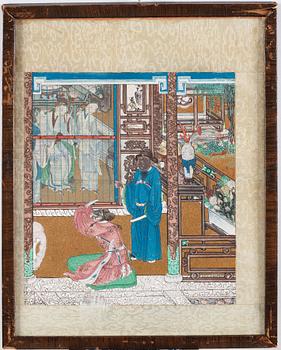 A set of nine Chinese watercolours by unknown artist, 19th Century.
