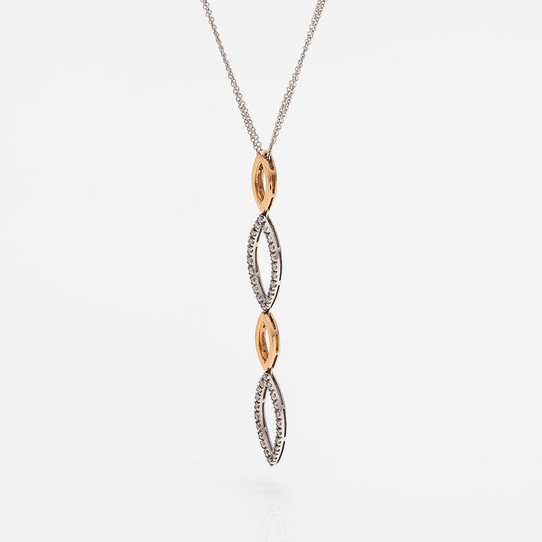 An 18K gold necklace with diamonds ca. 0.60 ct in total. Italy.