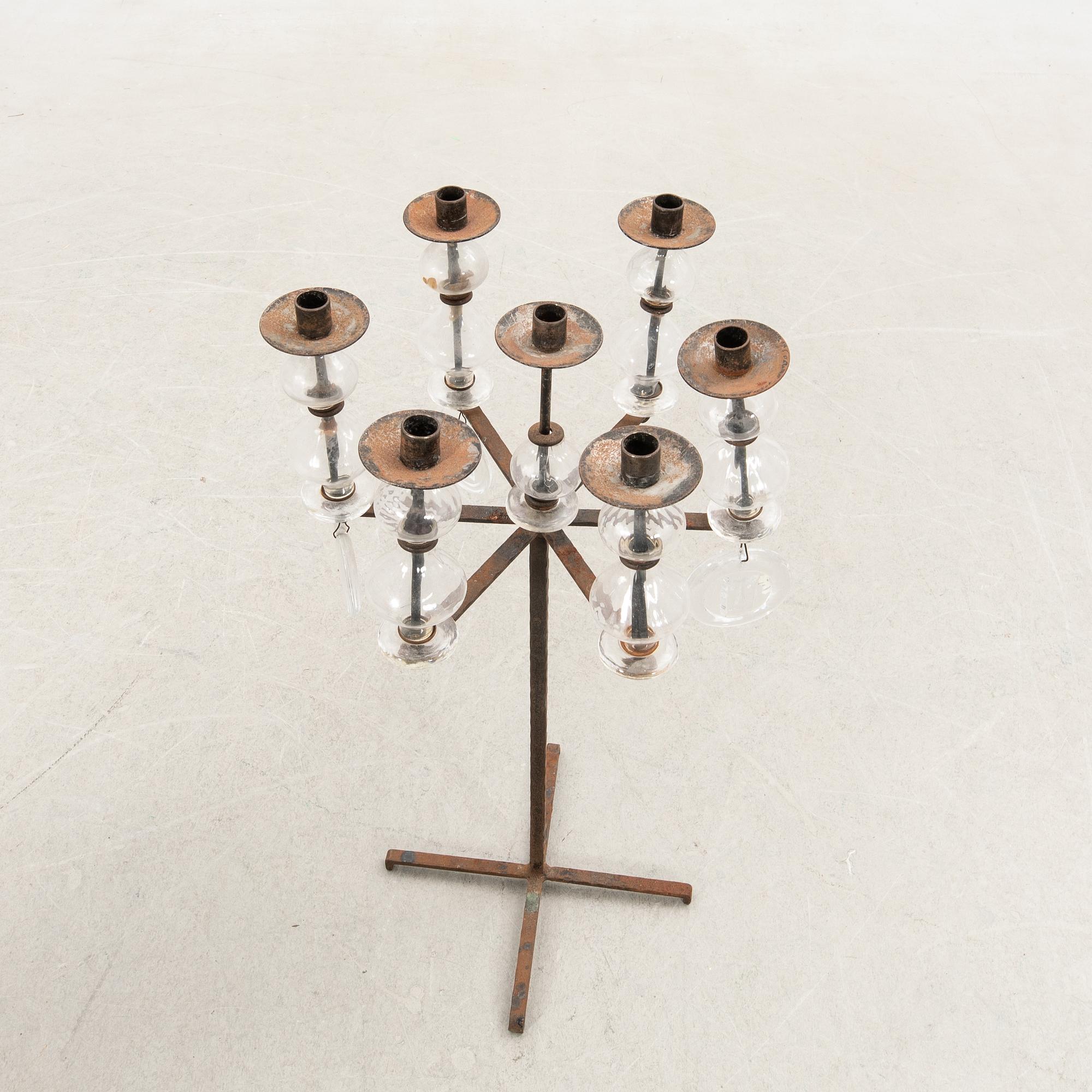 Erik Höglund, floor candelabrum, Boda Smide, 1960s-70s.