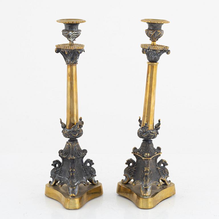 A Pair of Candlesticks, late 19th Century.