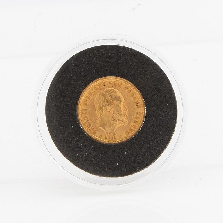 Guldmynt Sverige, Oscar II 5 kr, 1901.