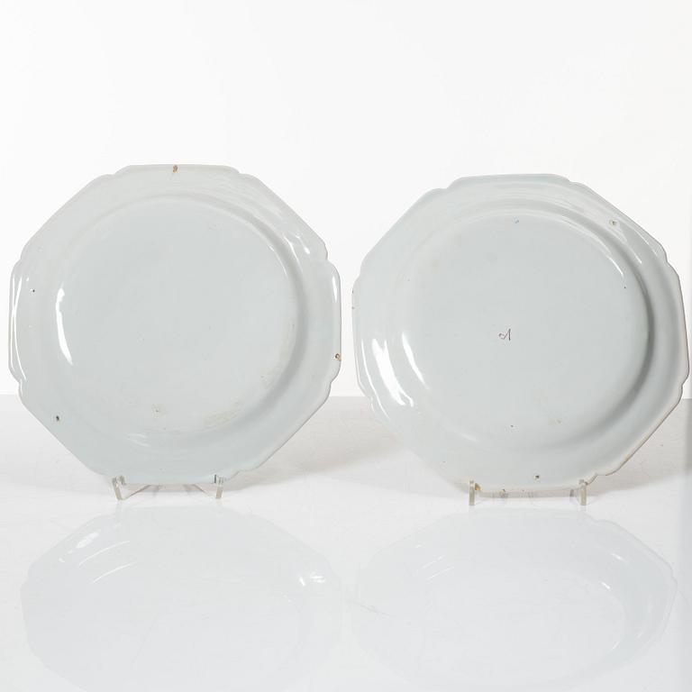 A pair of Rococo style plates, Veuve Perrin style, France, 20th Century.