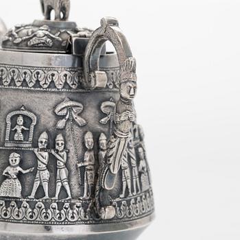 An Indian silver teapot.