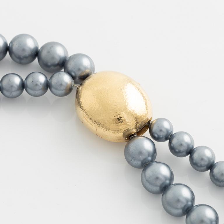 Collier, clasp Ole Lynggaard, 18K gold with aquamarine.