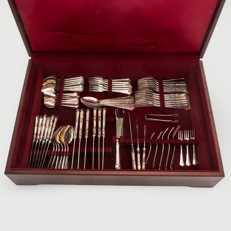 Aterinsarja, 88 osaa, hopeaa, "Chippendale", suomalaiset leimat, 1990-luku.