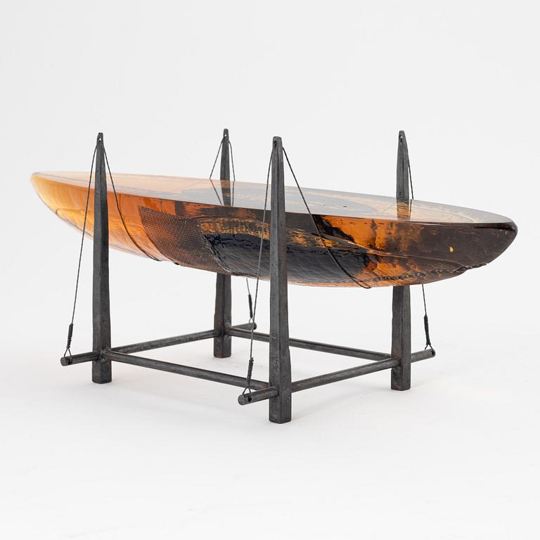 Bertil Vallien, a cast glass sculpture of a boat, Orrefors, Sweden.