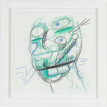 Bjarne Melgaard, chalk drawing, signed.