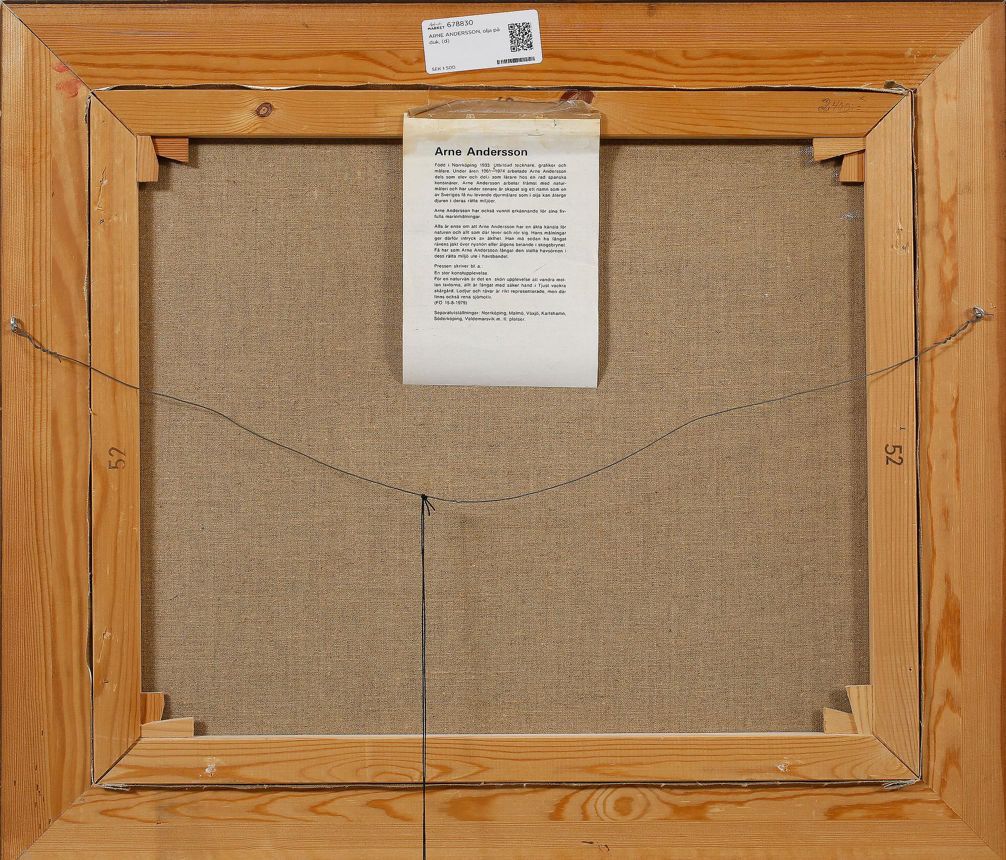 ARNE ANDERSSON,  olja på duk, signerad.