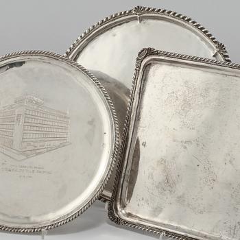 BRICKOR/FAT, 3 st, silver delvis låghaltigt, omkring 1900-talets mitt. Vikt 1900 g.