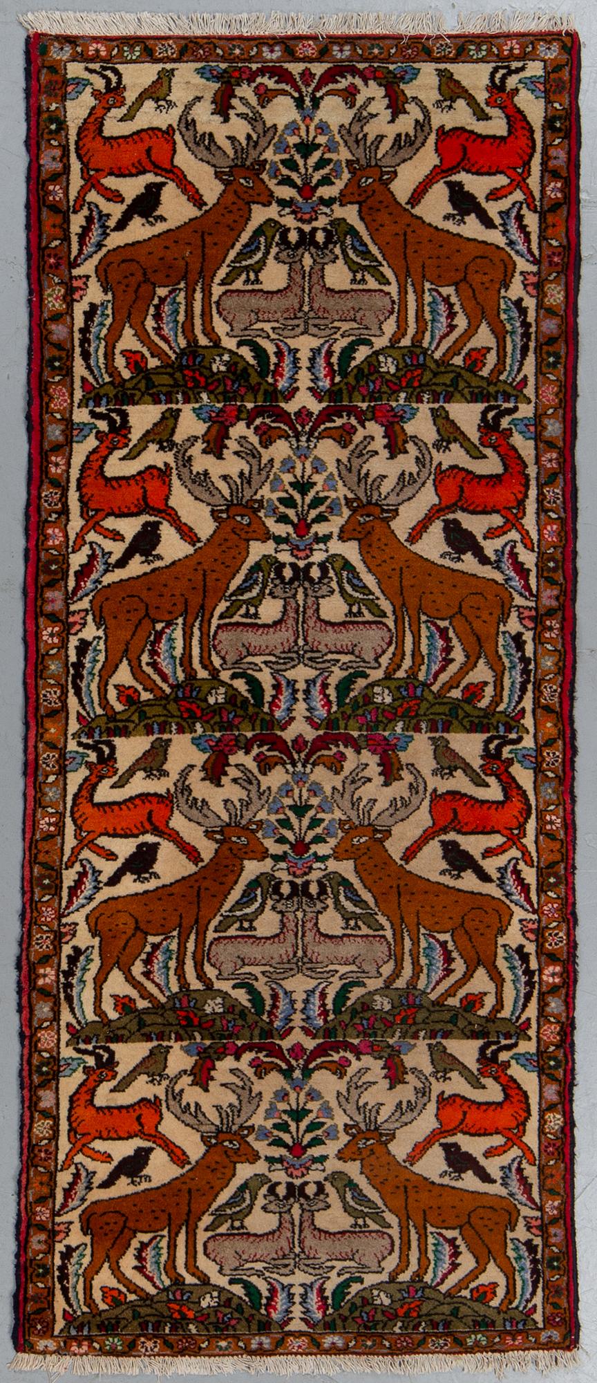 A rug, Old Persian figural, ca 190 x 82 cm.