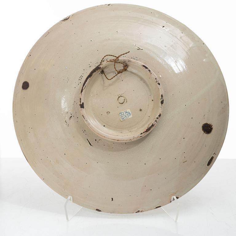 Praktfat, fajans, historismus, troligen Urbino, Italien, 1800-tal.