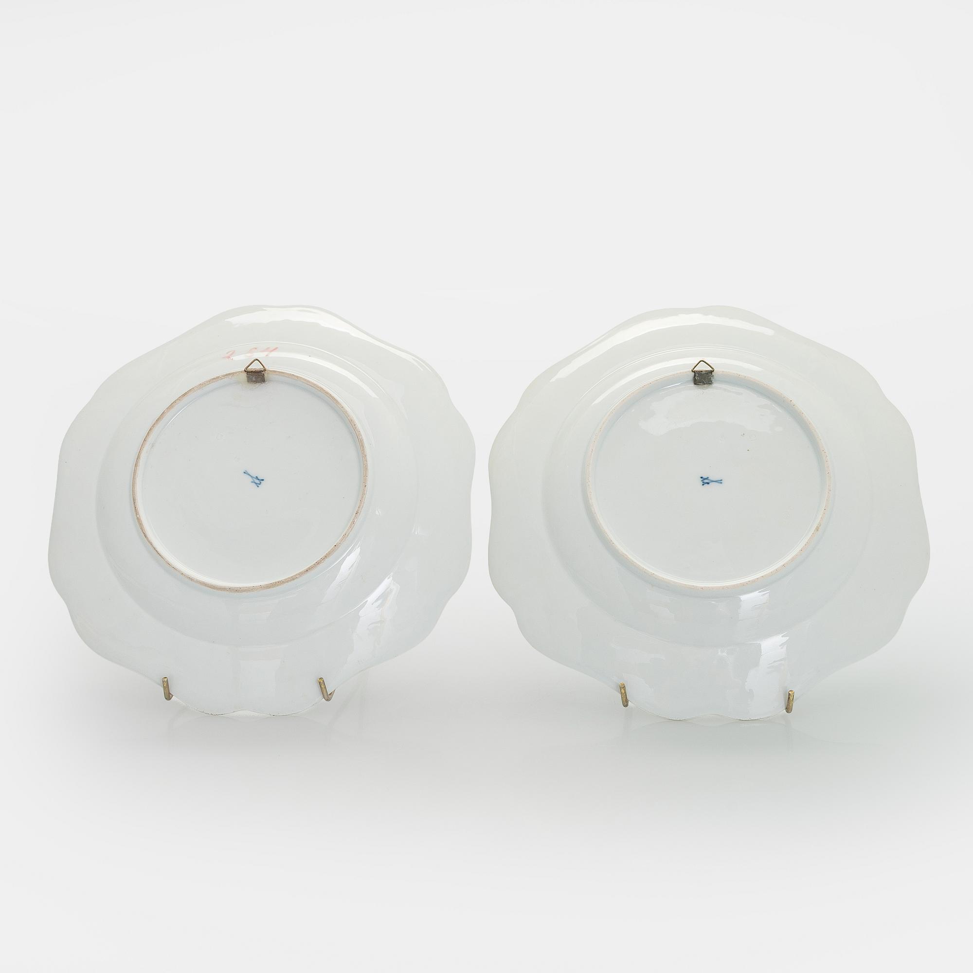 Meissen, four porcelain plates, 19th–20th century.