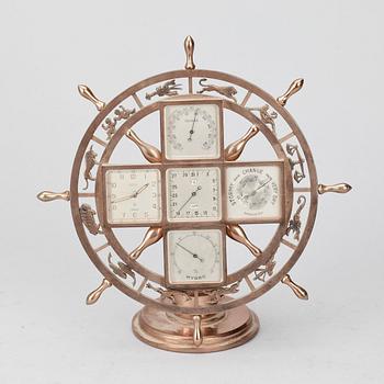 BORDSUR / BAROMETER / TERMOMETER, koppar, 1900-talets andra hälft.