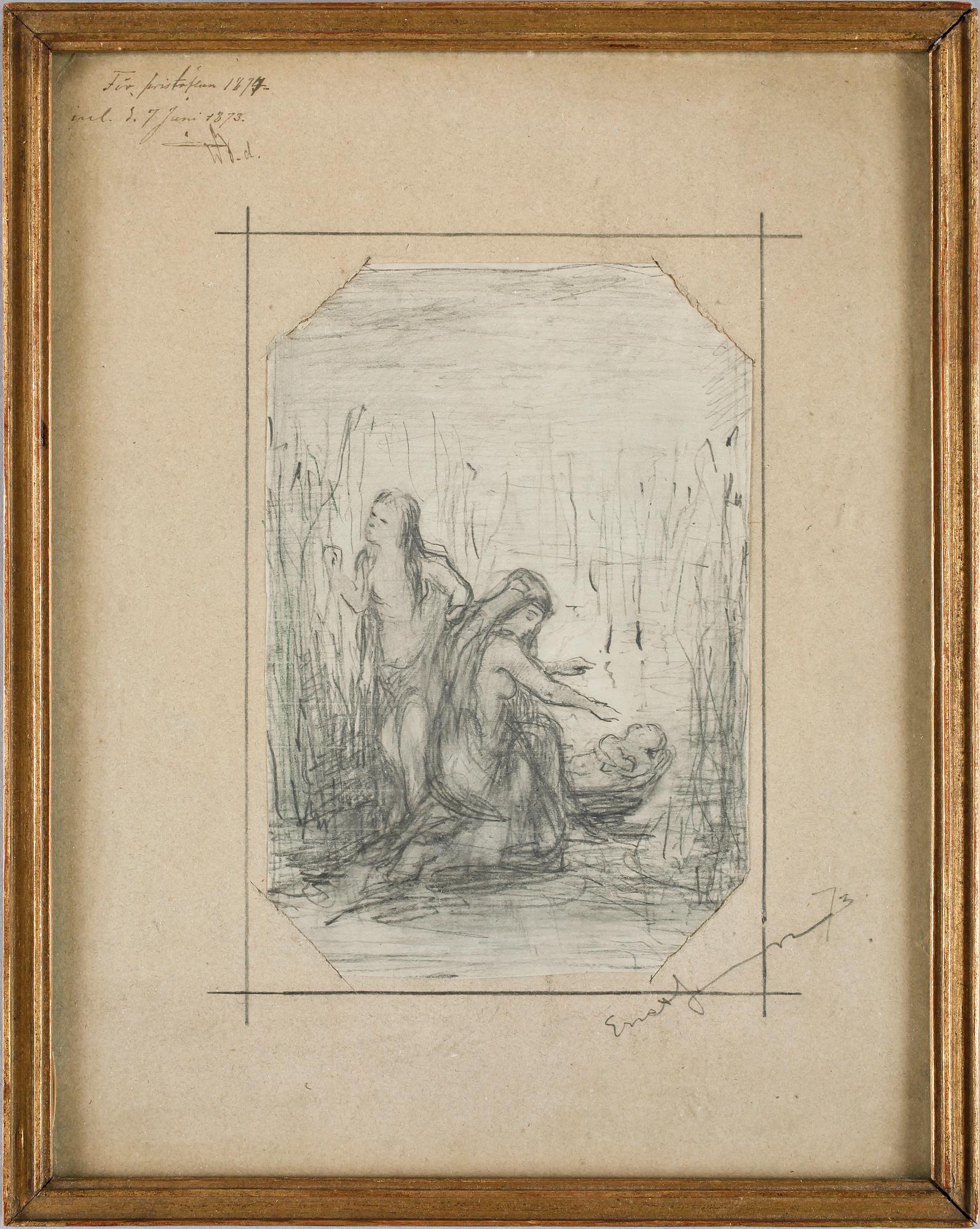ERNST JOSEPHSON, blyertsteckning, sign och dat 1873.