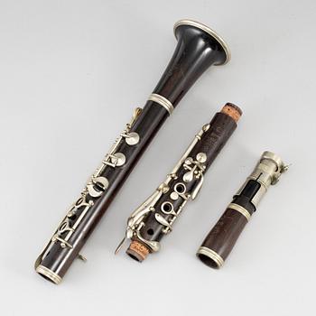 A clarinet, marked J Gras, Lille, 20th century.