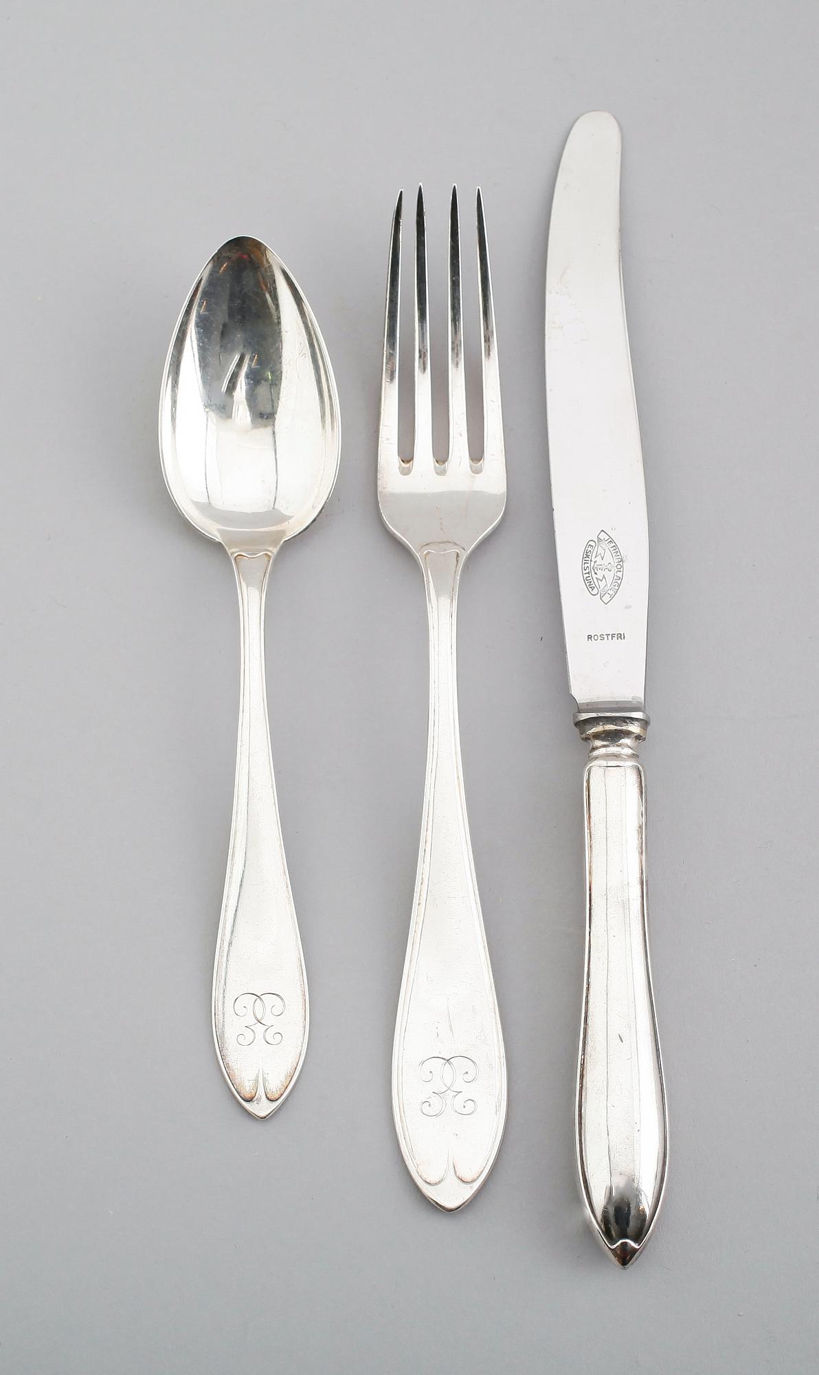 BESTICK, 14 delar, silver, svenska stämplar, 1930-tal. Vikt ca 756 gram.