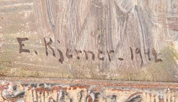Esther Kjerner, oil on board, signed and dated 1942.