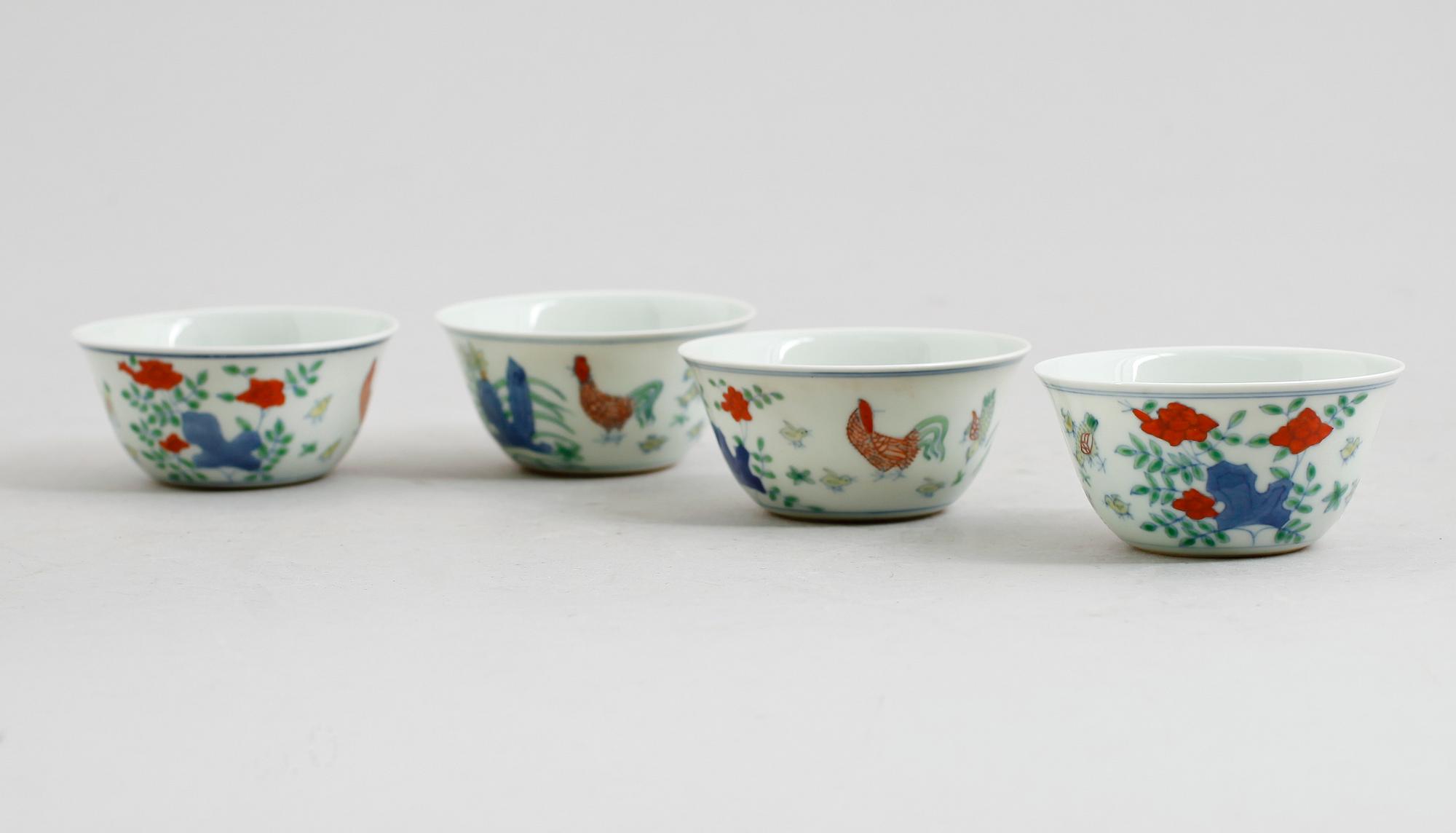 SKÅLAR, 4 st, porslin, Kina, sent 1900-tal.