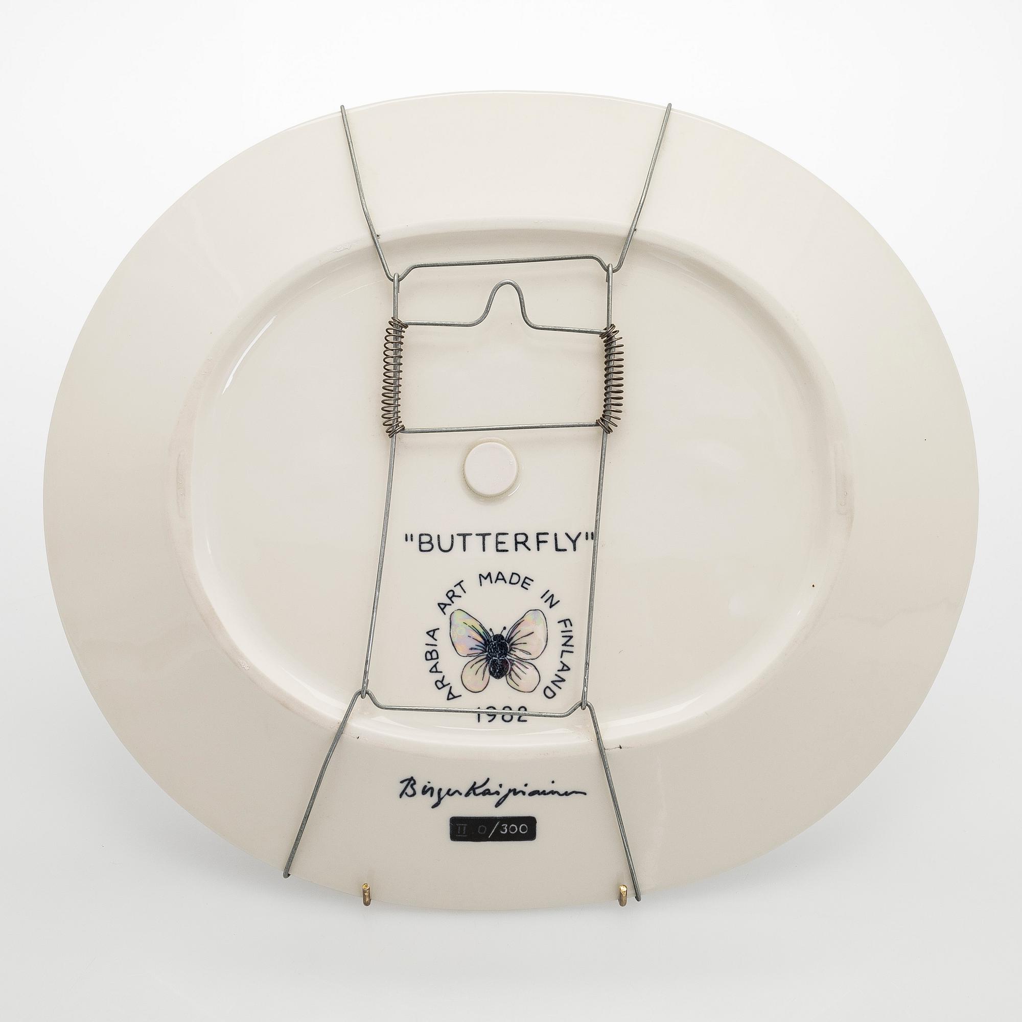 Birger Kaipiainen, a ceramic 'Butterfly' plate for Arabia Art 1982, signed and numbered II 0/300.