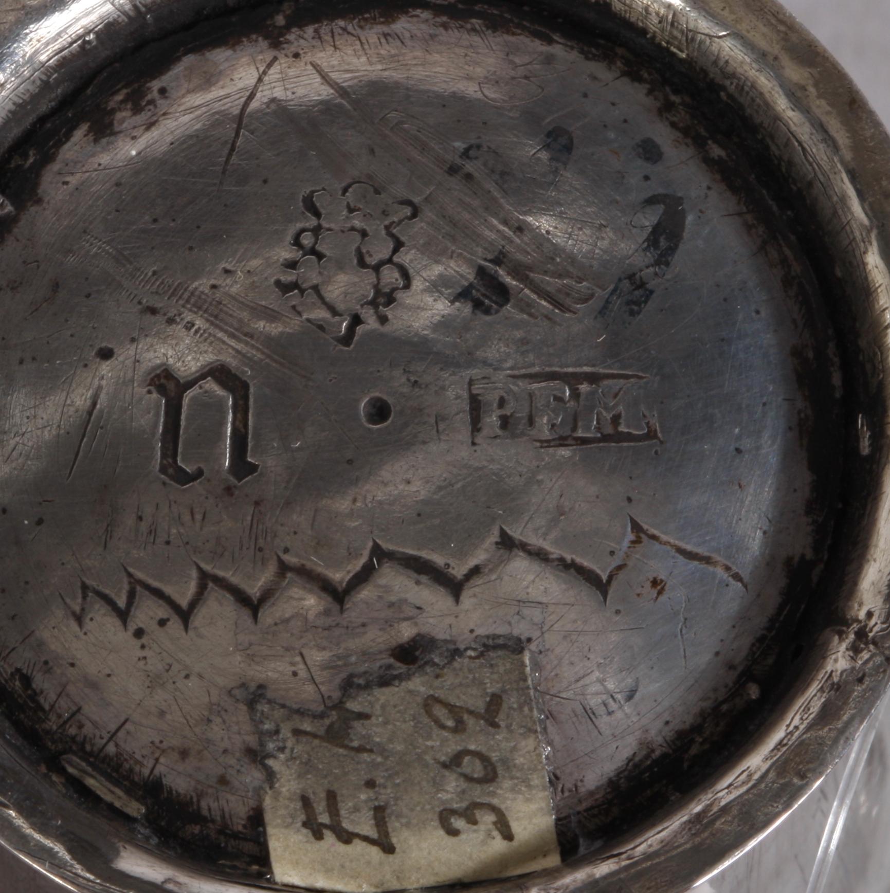 BÄGARE, 4 st. Silver 1700/1800-tal. Bl a PF Moldenhaver, Stockholm 1756.