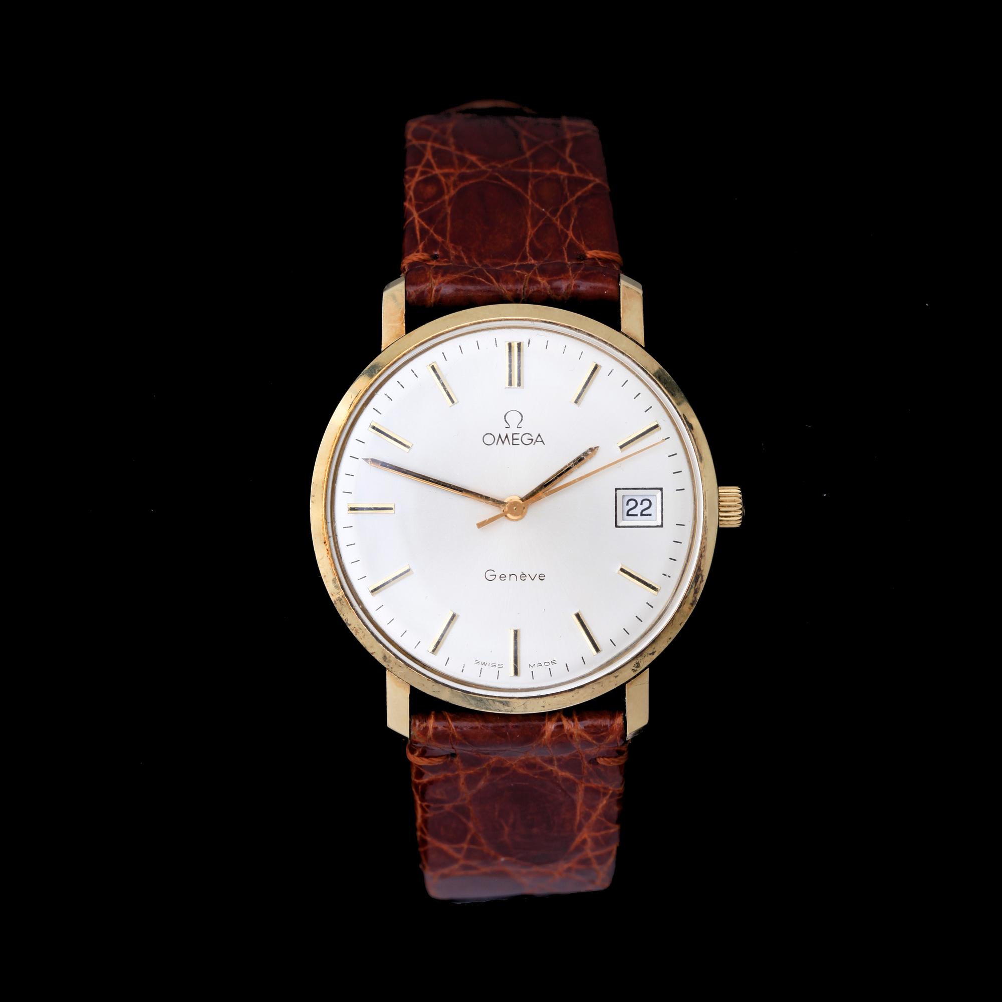 HERRARMBANDSUR, Omega, Genève, 14k guld, 1970-talets första hälft.