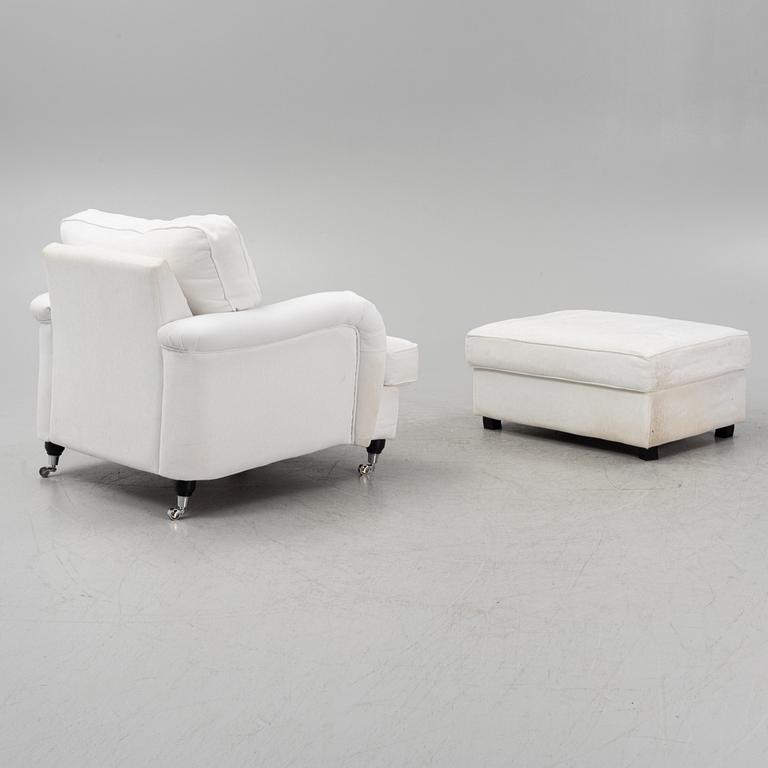 An armchair with a foot stool, Furninova, 21st Century.