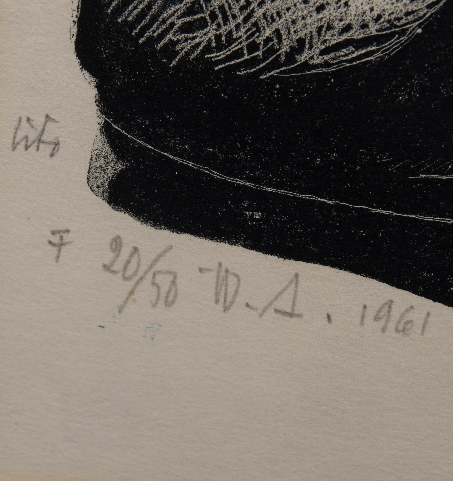 WÄINÖ AALTONEN, litografi, signerad W.A, daterad 1961 och numrerad F 20/50.