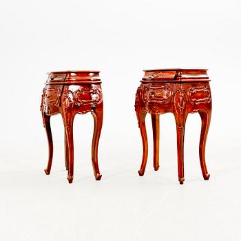 A pair of bedside tables in Rococo style, second half of the 20th century.
