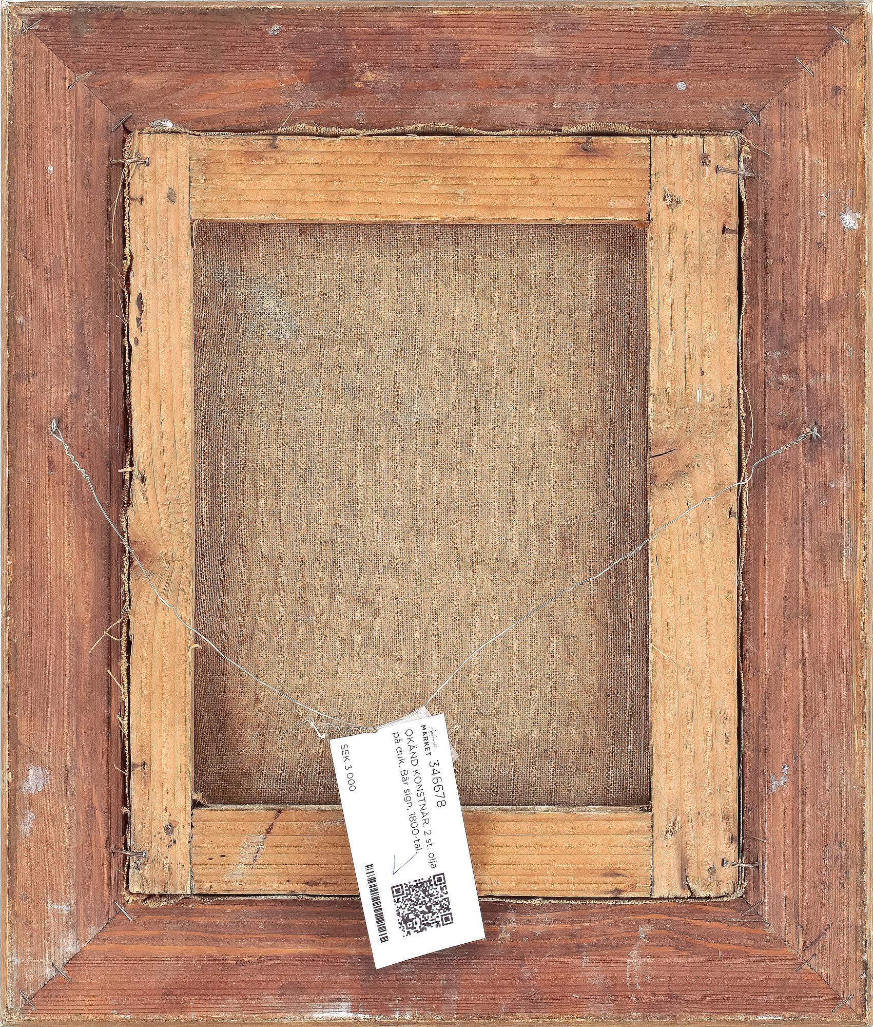 OKÄND KONSTNÄR, 2 st, olja på duk, Bär sign P. Anders, 1800-tal.