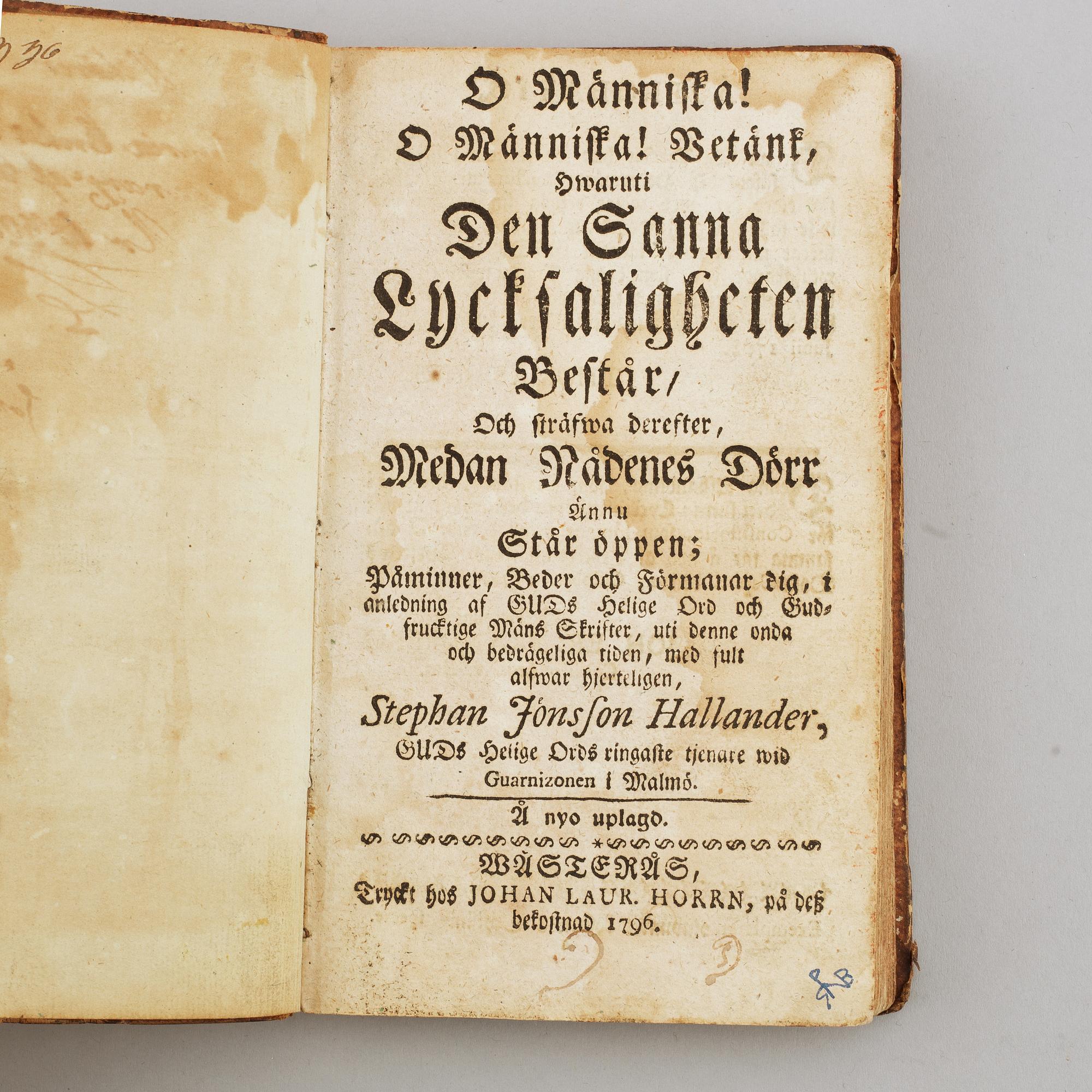 Böcker,  5 st, 1700-tal.