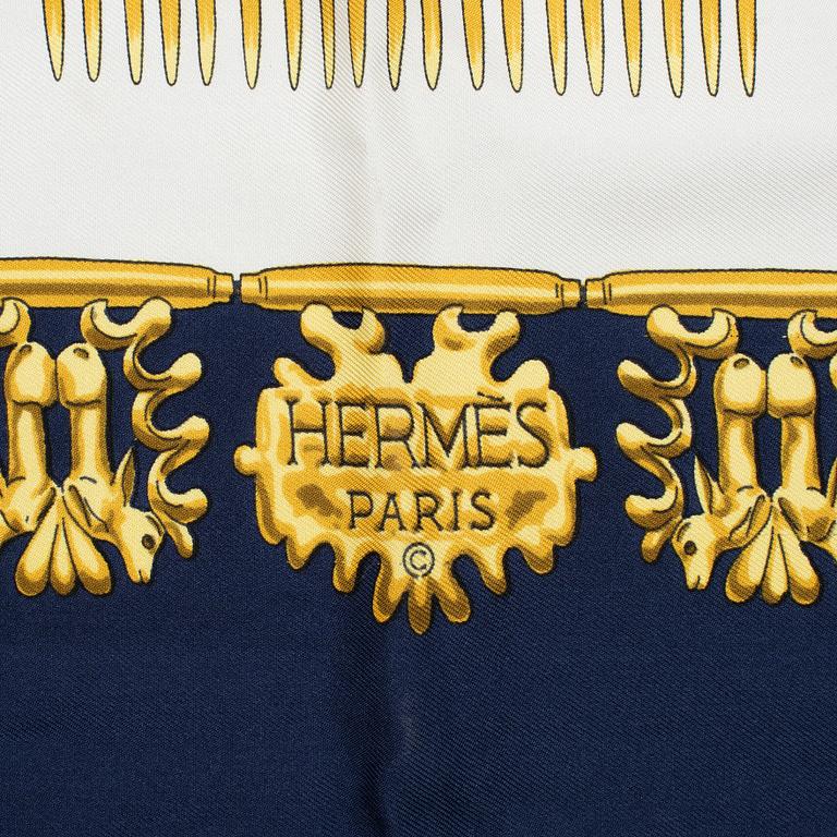 Hermès, scarves, two pieces, "La Promenade de Longchamps" & "Les Cavaliers d'Or".