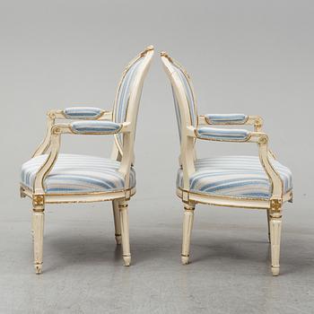 Four Gustavian chairs, late 18th Century.