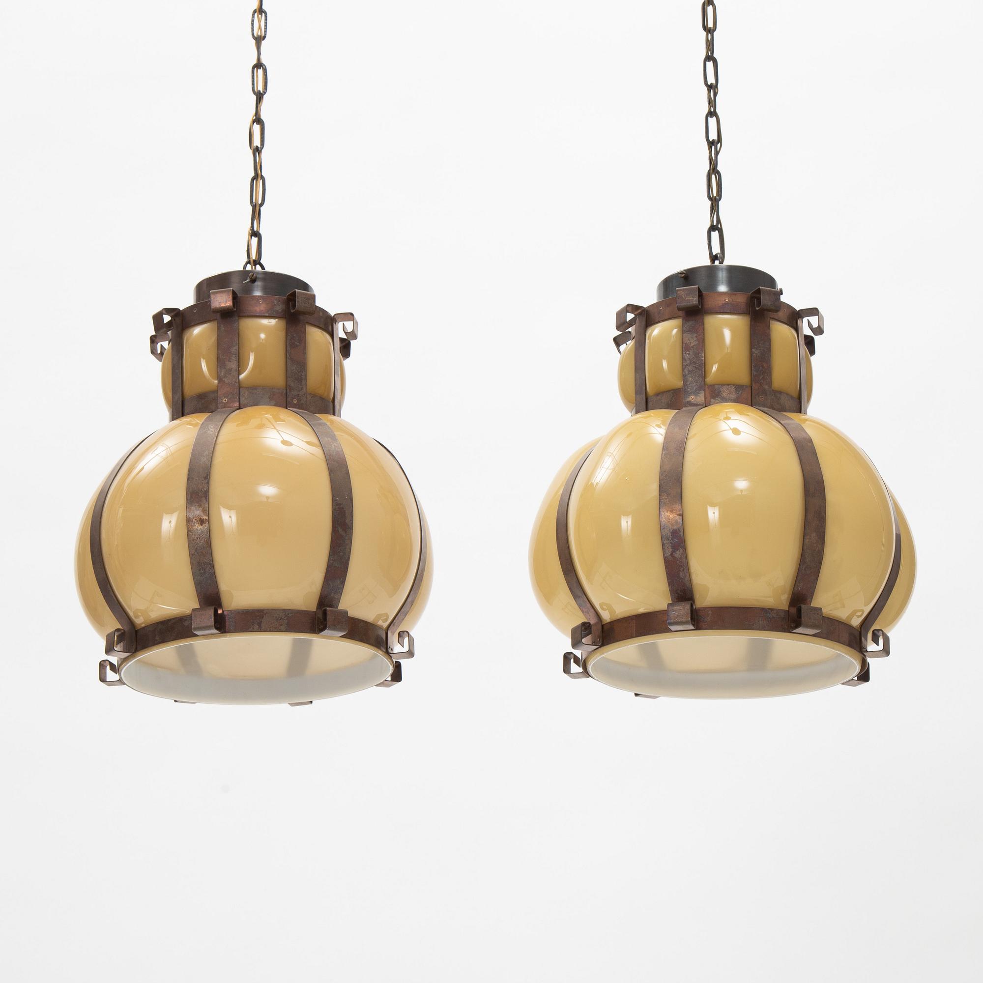 Tyringe Konsthantverk, taklampor, ett par, 1900-talets mitt.