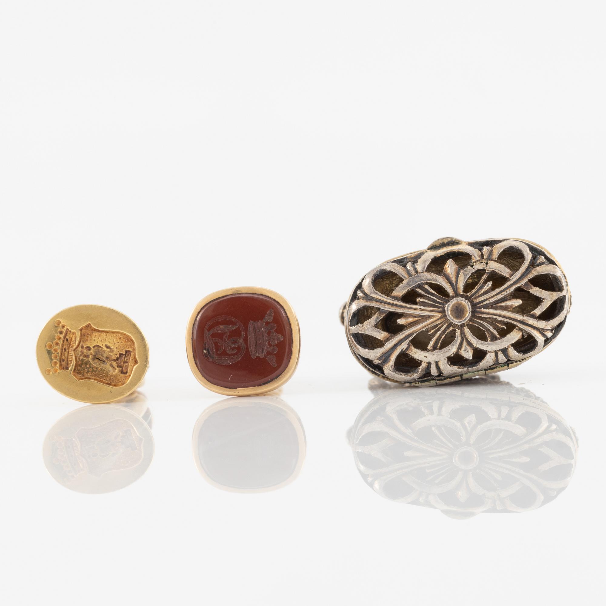 Collection of gems, seals, and miniature portraits, 19th century.