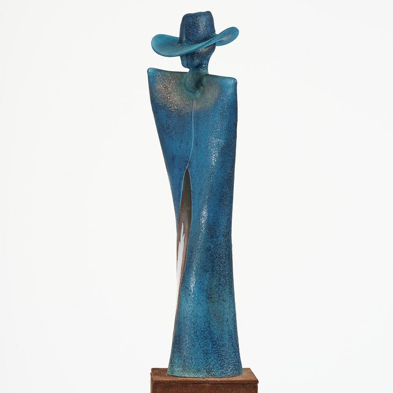 Kjell Engman, a unique glass sculpture 'Man in Trenchcaot' from the series "Catwalk", Kosta Boda, Sweden.